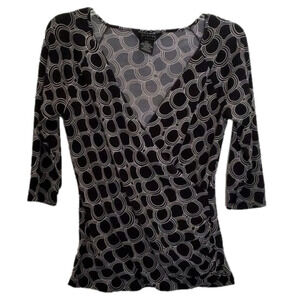 George Women's Black Stretch 3/4 Sleeve Blouse Size Small (4/6)